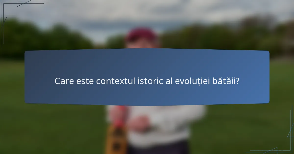 Care este contextul istoric al evoluției bătăii?