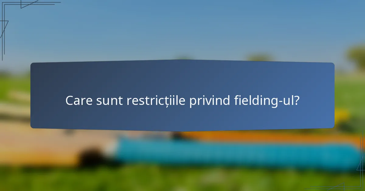 Care sunt restricțiile privind fielding-ul?
