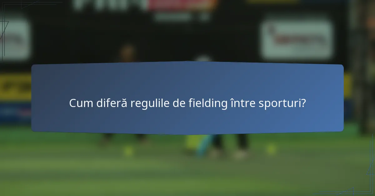 Cum diferă regulile de fielding între sporturi?
