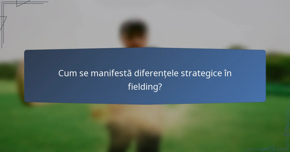 Cum se manifestă diferențele strategice în fielding?
